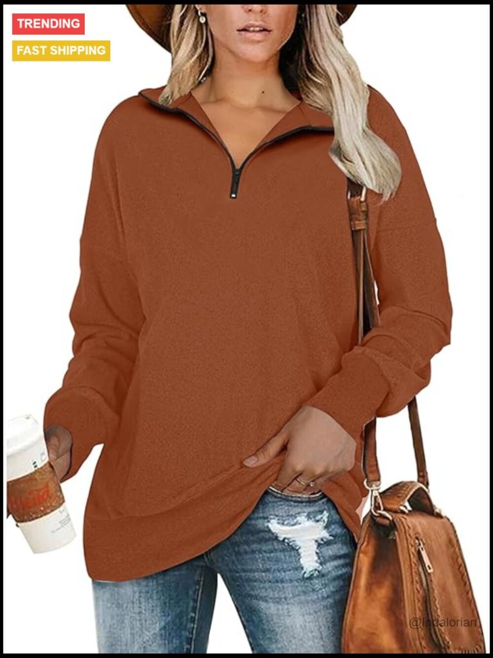 Plus Size Oversized Sweatshirt Tunic Top with Kangaroo Pocket
